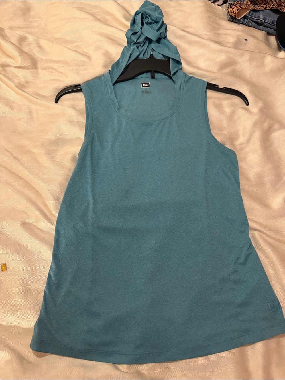 REI Teal Sleeveless Hooded Tank Top